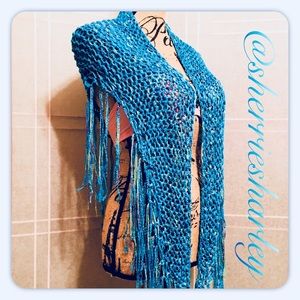 Hand Crocheted Chameleon Wrap / Scarf